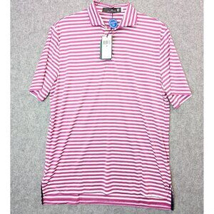 RLX Polo Ralph Lauren Performance Golf Polo Shirt Pink Stripe Mens Medium - NWT